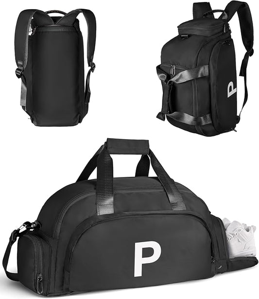 Birthday Gifts for Girls 12-14, Initial Gym Bags with Shoe Compartment, Dance Bag for Girls, Monogram Kid Overnight Bags, Ballet Sport Gymnastics Cheer Travel Duffle Tote (Letter P)