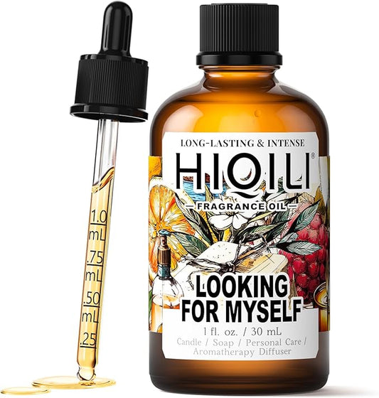 HIQILI Looking for Myself Fragrance Oil for Diffuser, DIY Candle, Soap, Perfume Making, Long Lasting Warm & Sweet Scents - 1 Fl Oz