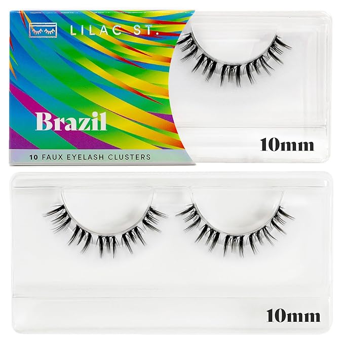 Lilac St - Brazil Dramatic Faux Eyelash Clusters (10mm) - Dense & Distinctive Look - DIY Lash Extension Wisps - Lightweight & Lifelike - Lasts 10 Days - Korean Silk - Cruelty Free, Vegan - 10 Lashes