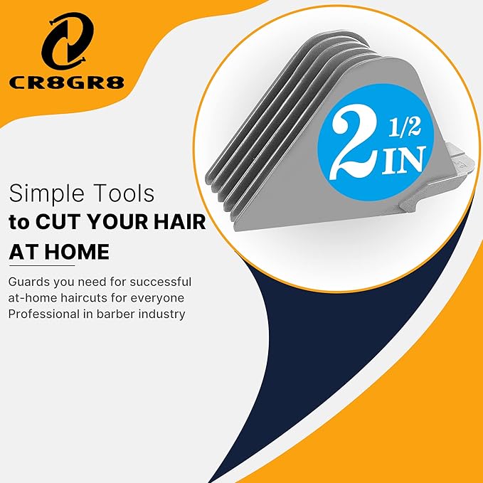 Clipper Guards for Wahl 10 12 14 16 18 20 Hair Clipper Guards 6pcs Extra Long Clipper Guard Attachments 2.5 Inch Clipper Guides Multiple Sizes Universal 2.5", 2.25", 2", 1.75", 1.5", 1.25" (Gray)