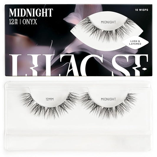 Lilac St - Midnight Dramatic Faux Eyelash Clusters (12mm) - Dark & Lush - DIY Lash Extension Wisps - Lightweight & Lifelike - Lasts 10 Days - Cruelty Free, Vegan, Women Founded - 10 Lashes