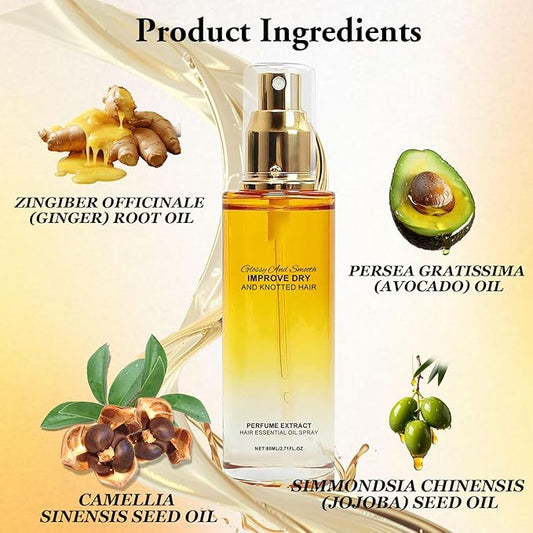 Hair Treatment Oil, Clear Hair Oil Spray Improve Dry and Frizzy Hair, Curly Hair, Detangling, Styling and Moisturizing - for Women & Men Daily Care
