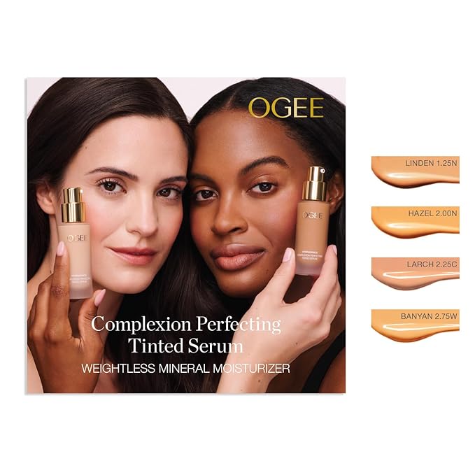 Ogee Complexion Perfecting Liquid Foundation - Lightweight Tinted Moisturizer For Face (Banyan 2.75W - Light Medium, Warm-Peach Undertones) - with Vitamin C & Jojoba Oil - Certified Organic