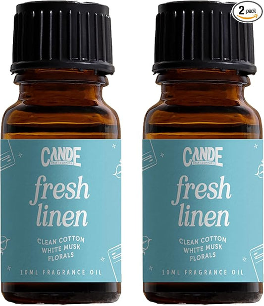 CANDECraftCo Premium Fragrance Oil – Diffuser Oils Fragrances Scented for Home, Candle Soap Making Supplies, Aromatherapy Blends for House (0.34 Fl Oz) (2-Pack, Fresh Linen)