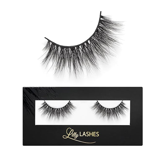 Lilly Lashes Miami 3D Mink Lashes, False Eyelashes Natural Look, Mink Eyelashes for Wispy & Natural Look, Reusable Up to 25 Wears, Fluffy Lashes