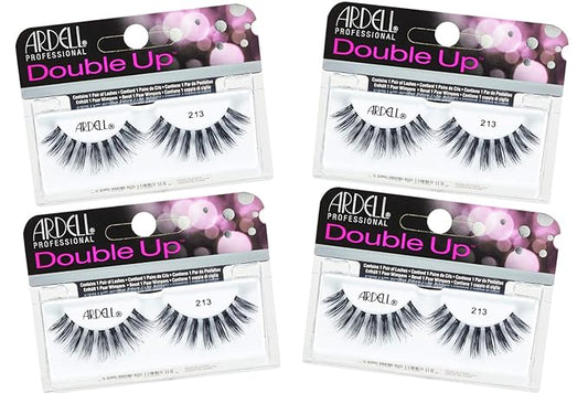 Ardell Double Up 213 False Eyelashes - Dramatic Volume, Reusable Strip Wispy Lashes for Bold Eye Look, 4 Pairs