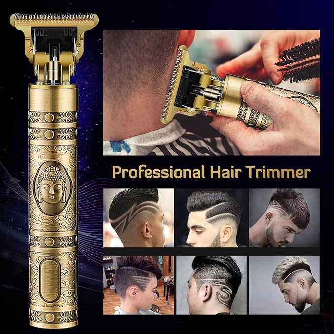 Hair Clippers for Men, Professional Cordless Rechargeable Beard Trimmer Gold Kit with Guide Combs