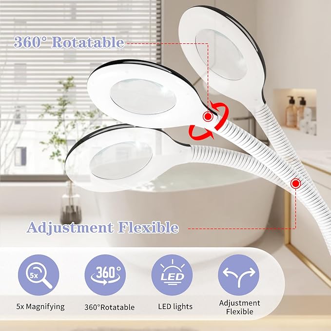 Facial Steamer Professional, 2 in 1 Facial Steamer with 5X Magnifying Lamp, Ozone Face Steamer, Suitable for Home or Beauty Spa Use