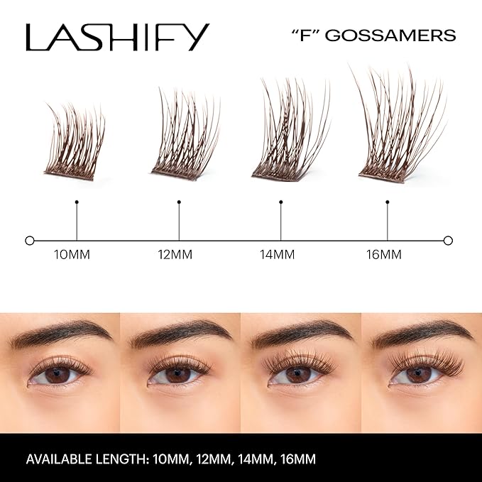 Lashify Fluffy 16mm Gossamer DIY Eyelash Extensions Refill, Chocolate Color, Easy False Lashes To Add Fullness and Dimension