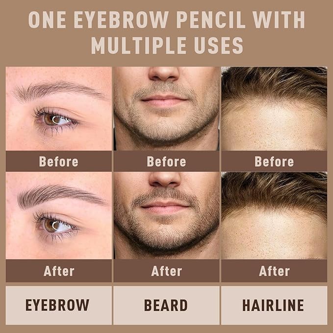 Microblading Brow-Fection Brow Eyebrow Pencil – Angled Brush Tip, Wild Natural Hair-Like Strokes, Patented Design, Long-Lasting & Smudge-Proof, for Beginners & Pros(02 Dark Brown）