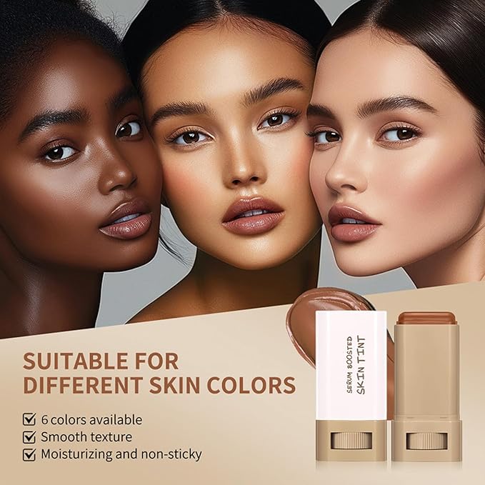 3 Pcs Beauty Balm Serum Boosted Skin Tint Foundation Stick Solid Tinted Moisturizing Serum Contour Stick for Flawless, Sheer to Medium Coverage, Radiant & Dewy Finish, Face Tinted Foundation(3# 5# 6#)