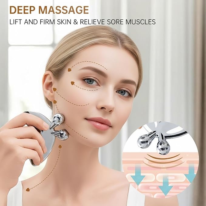 Stainless Steel Gua Sha Facial Tools,3D Butterfly Facial Roller for Women,2-in-1 Guasha Tool for Face Eye Skin Tightening,Body Gua Sha Tool for Lymphatic Drainage&Acupressure