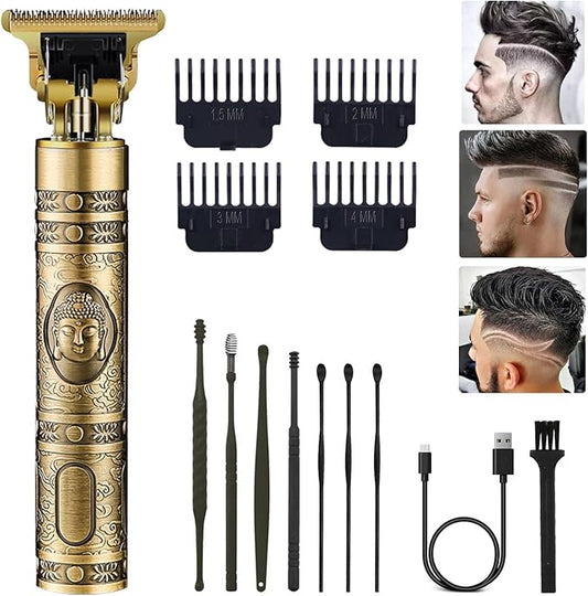 Hair Clippers for Men, Professional Cordless Rechargeable Beard Trimmer Gold Kit with Guide Combs
