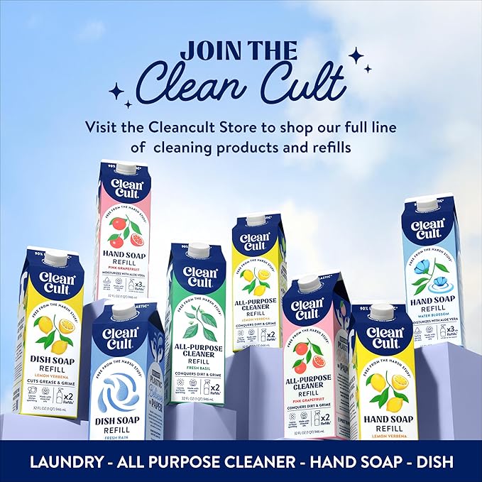 Cleancult - Liquid Hand Soap Refills - Sea Minerals - Gentle On Sensitive Skin - Made with Aloe Vera & Essential Oils - Eco Friendly - Paper-Based Packaging - 32 oz/3 Pack