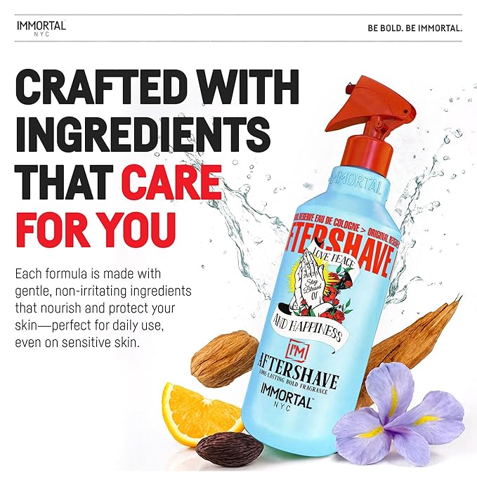 Immortal NYC Stay Blessed 01, After Shave Spray Body/Face Men's Cologne, 17 oz, Exclusive Barbers, Softens Skin, Refreshes, Disinfects and Relieves Face and Skin, Moisturizing Formula After Shaving