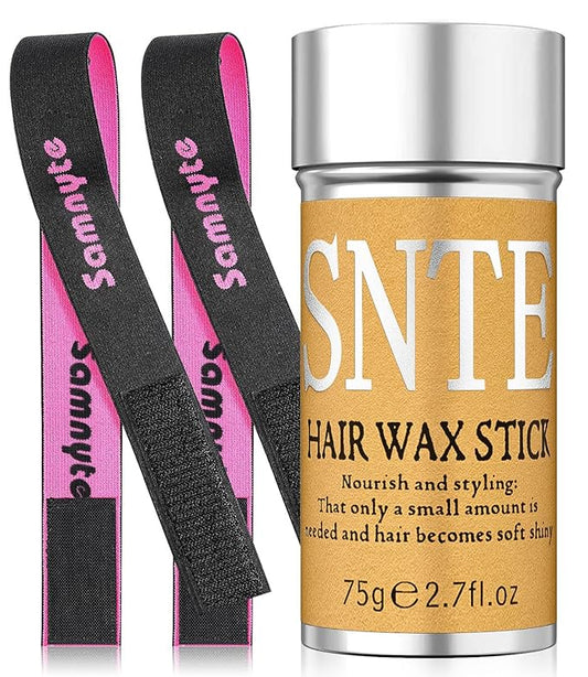 Hair Wax Stick, Wig Band Set - Smooths Flyaways, Sleek Ponytail, Baby Hairs, Edge Control - Lace Melting Band for Wig Glue Lace Glue