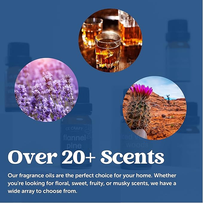 CANDECraftCo Premium Fragrance Oil – Diffuser Oils Fragrances Scented for Home, Candle Soap Making Supplies, Aromatherapy Blends for House (0.34 Fl Oz) (2-Pack, Teakwood & Mahogany)