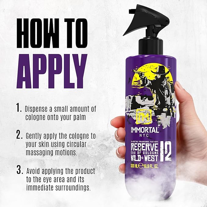 Immortal NYC Reserve 12 Wild West, After Shave Spray Body/Face Men's Cologne,17oz, Exclusive Barbers, Softens Skin, Refreshes, Disinfects and Relieves Face and Skin, Moisturizing Formula After Shaving