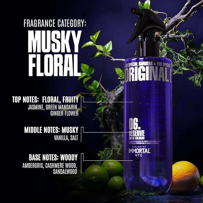 Immortal NYC Reserve 06, After Shave Spray Body/Face Men's Cologne, 17 oz - Exclusive Barbers - Softens Skin - Refreshes/disinfects and Relieves Face and Skin - Moisturizing Formula After Shaving