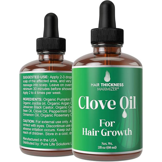 Clove, Rosemary, Peppermint & Jamaican Black Castor Oil Serum - Vegan Hair Growth Treatment for Thickening, Moisturizing & Strengthening Weak Hair, 2oz