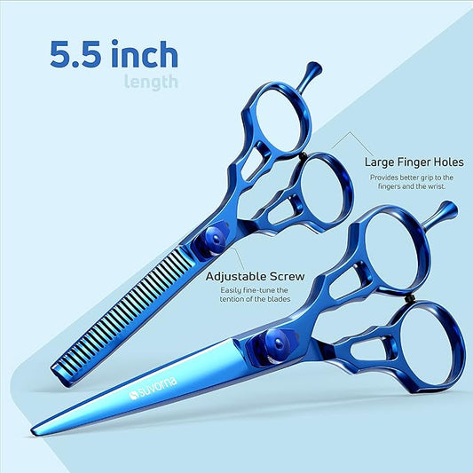 Suvorna Hair Cutting Scissors Professional with Thinning Shears for Hair | 2 Pcs Hair Shears | J2 Japanese Stainless Steel Professional Hair Scissors | 5.5" Hair Shear Professional.