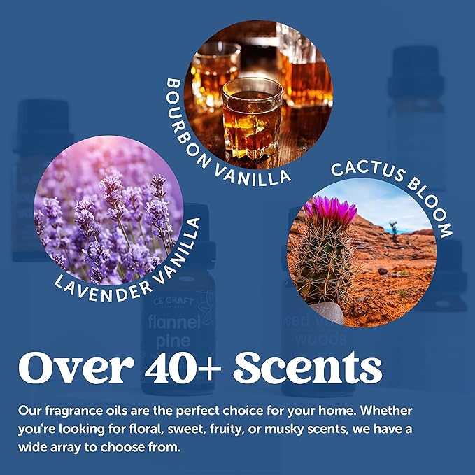 CANDECraftCo Premium Fragrance Oil – Diffuser Oils Fragrances Scented for Home, Candle Soap Making Supplies, Aromatherapy Blends for House (0.34 Fl Oz) (4-Pack, Bourbon Vanilla)