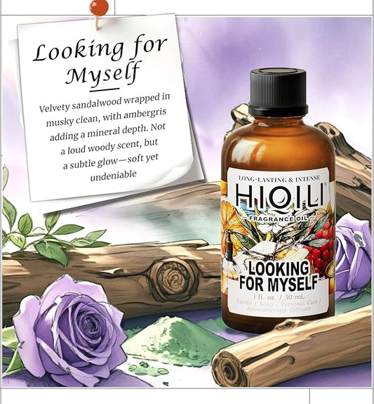 HIQILI Looking for Myself Fragrance Oil for Diffuser, DIY Candle, Soap, Perfume Making, Long Lasting Warm & Sweet Scents - 1 Fl Oz