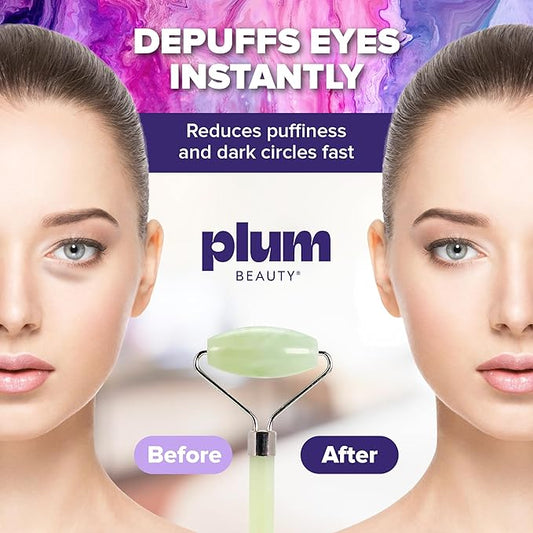 Jade Roller - Face Roller - Gua Sha Facial Tools, Jade Rollers for Face, Skin Care Kit for Men Women, Guasha Tools for Faces, Facial Care Reduces Under-Eye Puffiness and Dark Circles