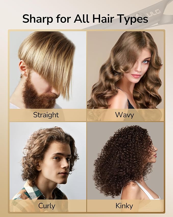 ULG Hair Cutting Scissors Set 2-Pack Haircut Shears and Hair Thinning Scissors Ergonomic Handle Lightweight Hairdressing Shears for Home and Salon Use, Matte Black