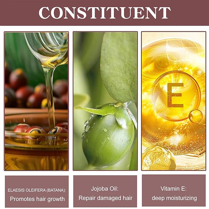 Batana Oil for Hair Growth, Natural Pure Dr Sebi Batana Hair Oil from Honduras, Anti Hair Loss, Prevent Hair Eliminates Split Ends for Men & Women, 4.05 FL oz