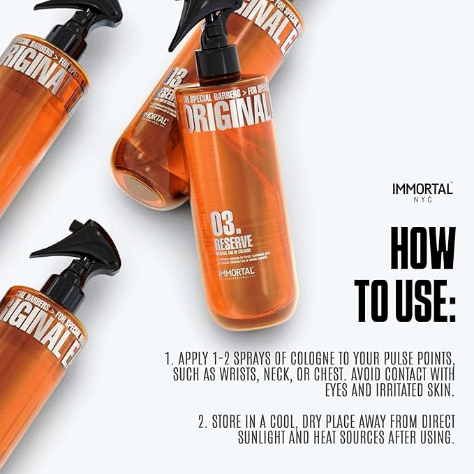 Immortal NYC Reserve 03, After Shave Spray Body/Face Men's Cologne, 17 oz - Exclusive Barbers - Softens Skin - Refreshes/disinfects and Relieves Face and Skin - Moisturizing Formula After Shaving