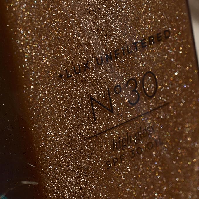 + Lux Unfiltered N°30 Shimmer Body Oil with SPF 30 - Hydrating & Nourishing High Gloss Tanning Oil, Instant Bronze Shimmer Sunscreen - Oxybenzone Free - Broad Spectrum Sunscreen SPF 30