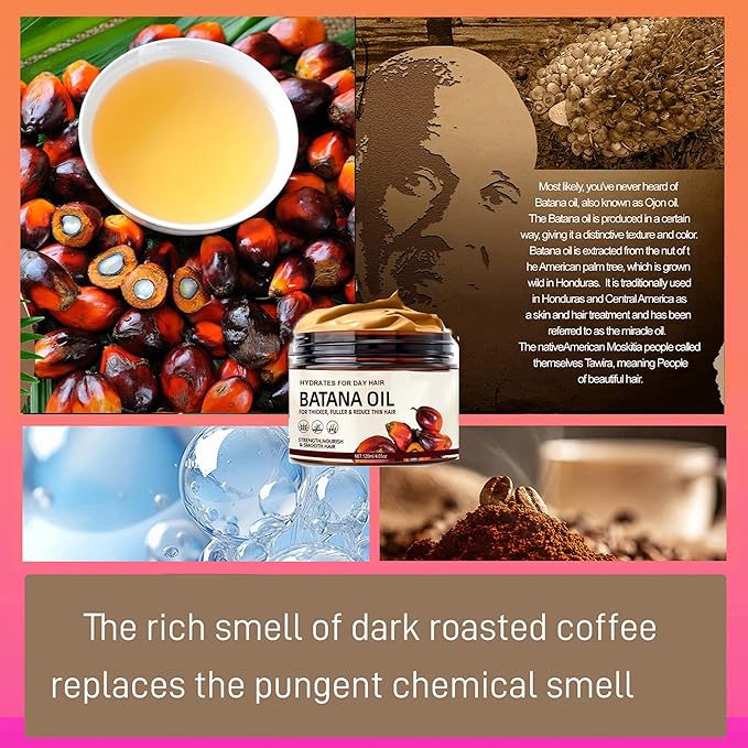 Batana Oil for Hair Growth, Natural Pure Dr Sebi Batana Hair Oil from Honduras, Anti Hair Loss, Prevent Hair Eliminates Split Ends for Men & Women, 4.05 FL oz