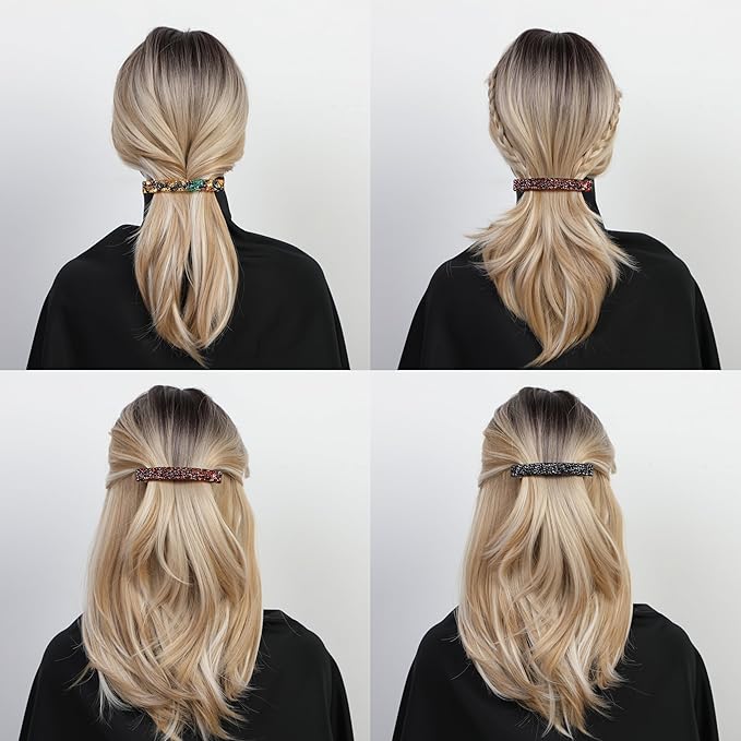 Hair Barrette for Thick Hair 3 Pack - Extra Large 4.1" Hair Clips Made in Korea - Brown, Black, Tortoiseshell Designs - Stylish, Easy Hair Styling for Women