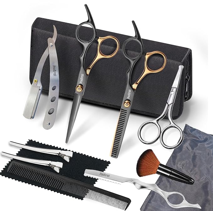 Hair Scissors Thinning Shears for Hair Cutting, Fozirut Professional Barber Scissors Blending Shears Kit, Haircut Scissors Hair Cutting Shears Wig Texturizing Scissors Barber Kit for Women Men