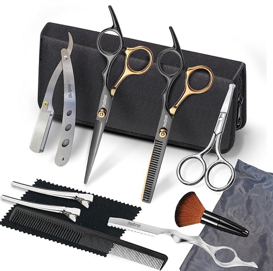 Hair Scissors Thinning Shears for Hair Cutting, Fozirut Professional Barber Scissors Blending Shears Kit, Haircut Scissors Hair Cutting Shears Wig Texturizing Scissors Barber Kit for Women Men