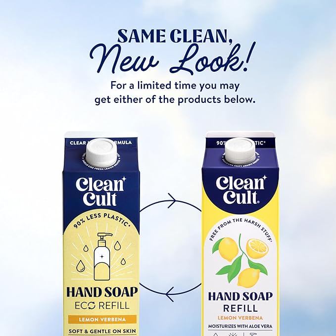 Cleancult Liquid Hand Soap Refill - Lemon Verbena - Moisturizes Dry & Sensitive Skin - Made with Aloe Vera & Essential Oils - Eco Friendly - Paper-Based Packaging - 32 oz/1 Pack