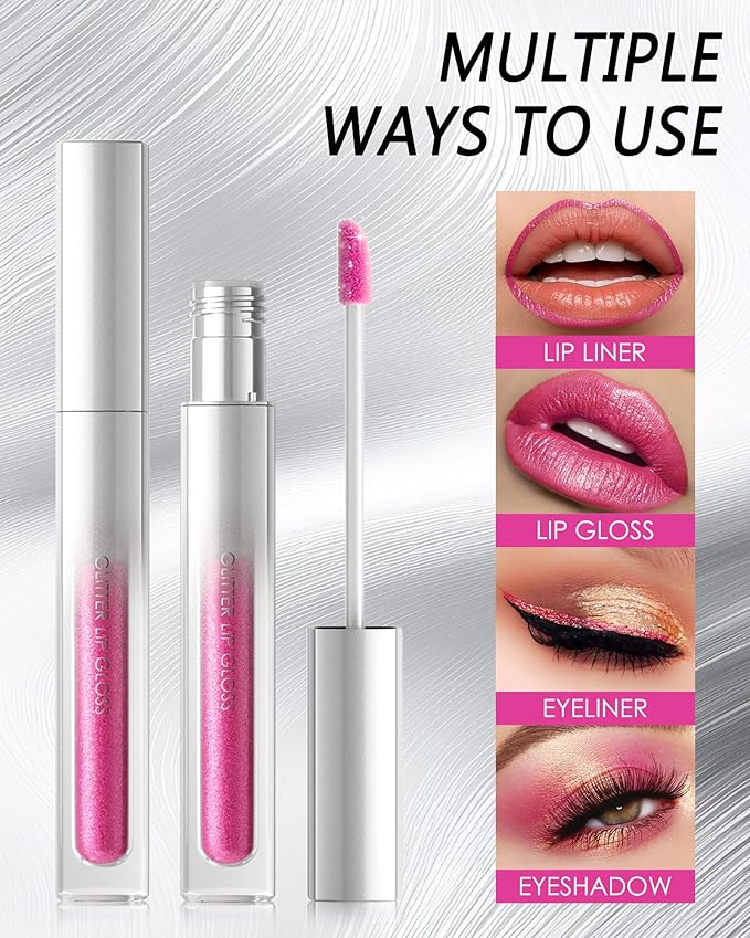 Diamond Red Brown Lip Gloss, Matte Metallic Shimmer Non-Stick Lipgloss, Long-Lasting Waterproof Smudge Proof Liquid Lipstick, Sparkle Lip Tint Stain, Thanksgiving Makeup Gift for Women Girl-05