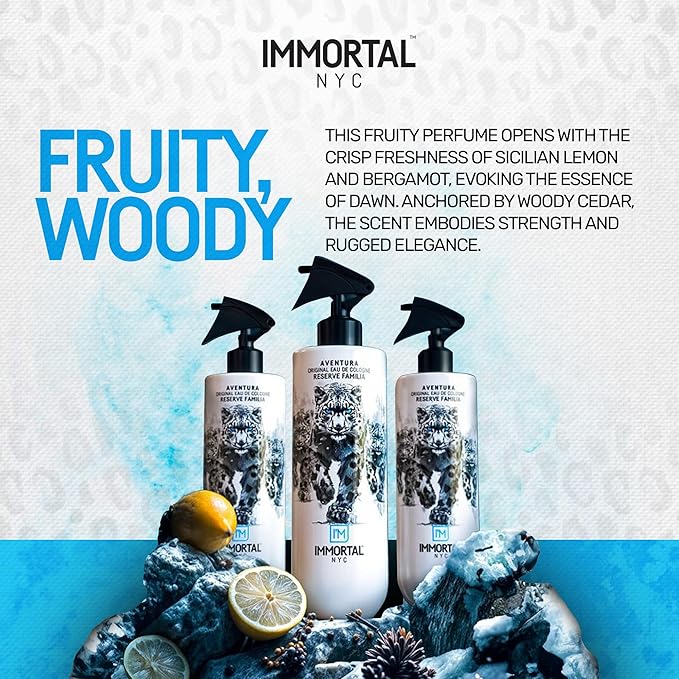 Immortal NYC Reserve Aventura, After Shave For Men, Body/Face 17 oz- Refreshes, Disinfects & Relieves Face and Skin- Fruity Woody Mens Cologne