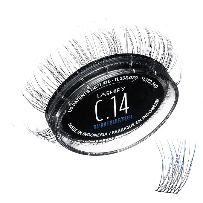 Lashify Curl 14mm Gossamer Eyelash Extensions Refill in Ombre Blue, Easy DIY False Lashes for a Natural Look