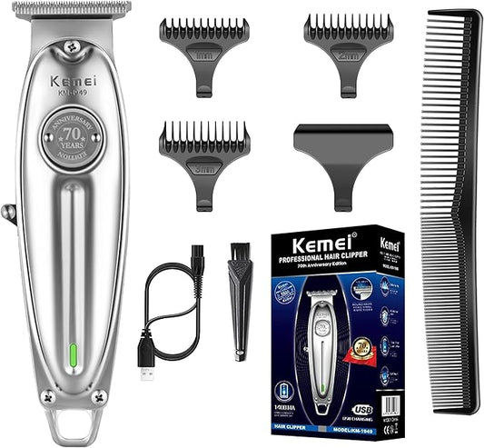 KEMEI Professional Beard and Hair Trimmer for Men, Cordless T-Blade Trimmers, Electric Hair Clippers for Barbers and Stylists, All Body Grooming Model 1949