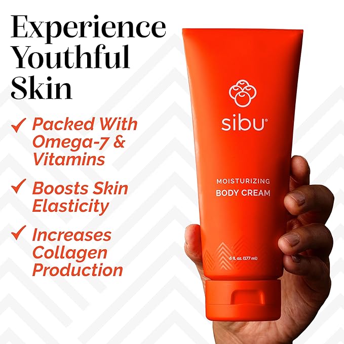 sibu Moisturizing Body Cream, Lotion Made From Premium Himlayan Sea Buckthorn (6oz) – Lightweight & Hydrating Moisturizer That Protects & Repairs Skin