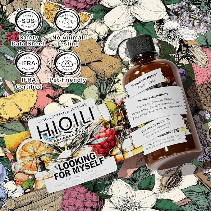 HIQILI Looking for Myself Fragrance Oil for Diffuser, DIY Candle, Soap, Perfume Making, Long Lasting Warm & Sweet Scents - 1 Fl Oz