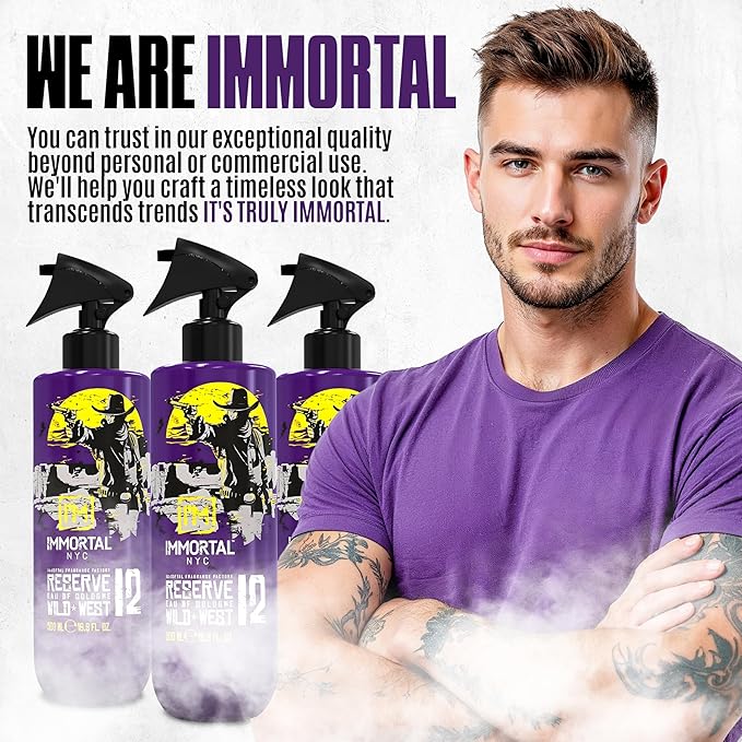 Immortal NYC Reserve 12 Wild West, After Shave Spray Body/Face Men's Cologne,17oz, Exclusive Barbers, Softens Skin, Refreshes, Disinfects and Relieves Face and Skin, Moisturizing Formula After Shaving