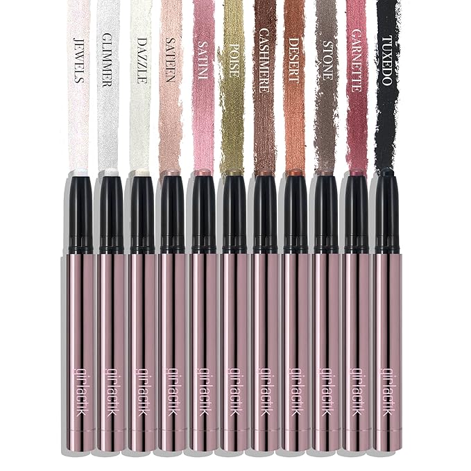 Girlactik Creamy Eyeshadow Stick- Long Lasting and Water-Resistant, Shimmering and Matte Colors Eye Shadow Stick Makeup, Built-in sharpener - 2 g / .07 oz (Satini)